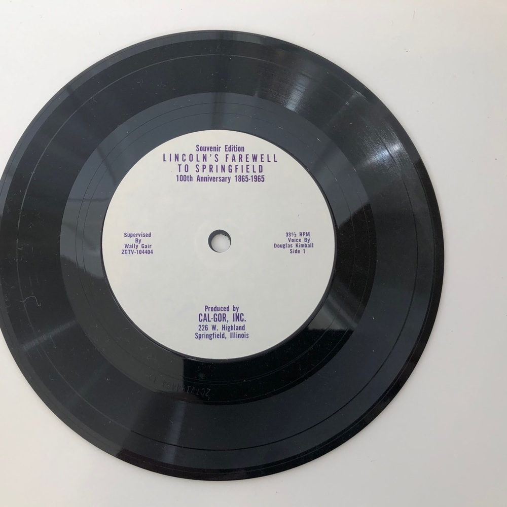 45 Vintage Vinyl Record Abraham Lincoln's Farewell to Springfield Speech